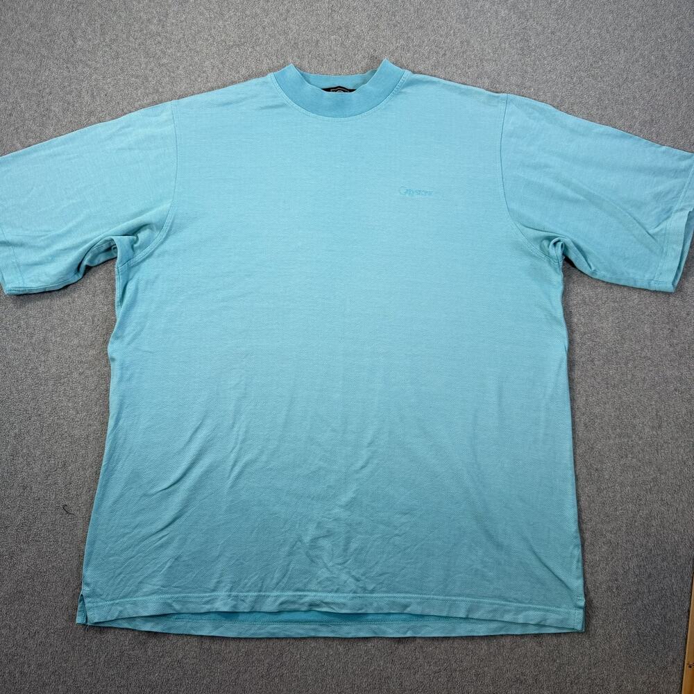 Greystone Golf Course Men's Large Blue Mock Neck T-Shirt Carnoustie Short Sleeve